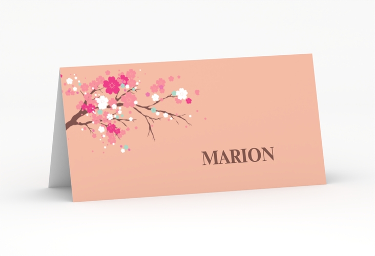 Tischkarte Hochzeit Sakura Tischkarten apricot hochglanz