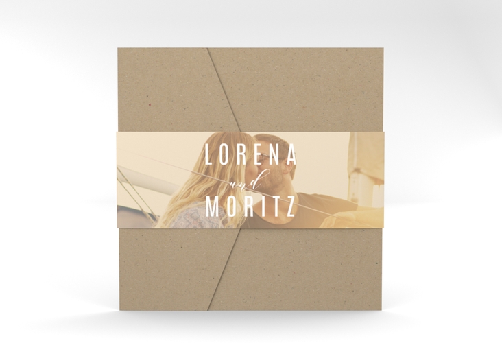 Hochzeitseinladung Memory Pocketfold beige hochglanz