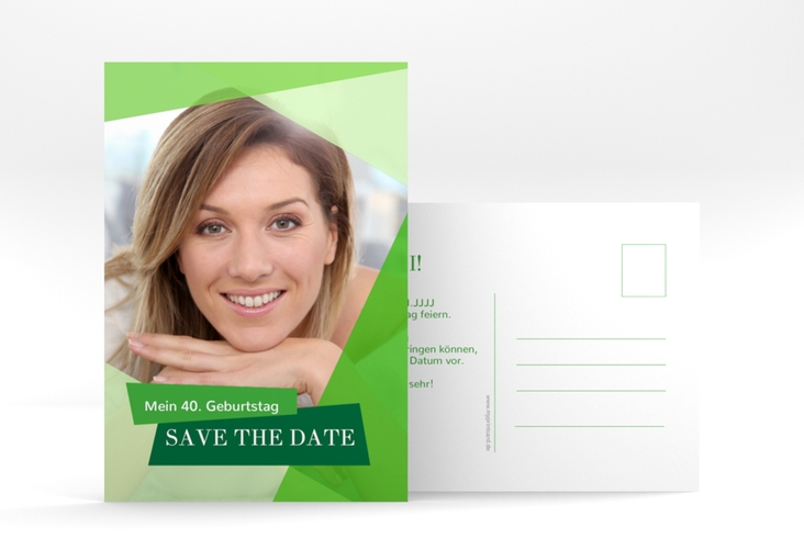 Save the Date-Postkarte Geburtstag Shapes A6 Postkarte gruen
