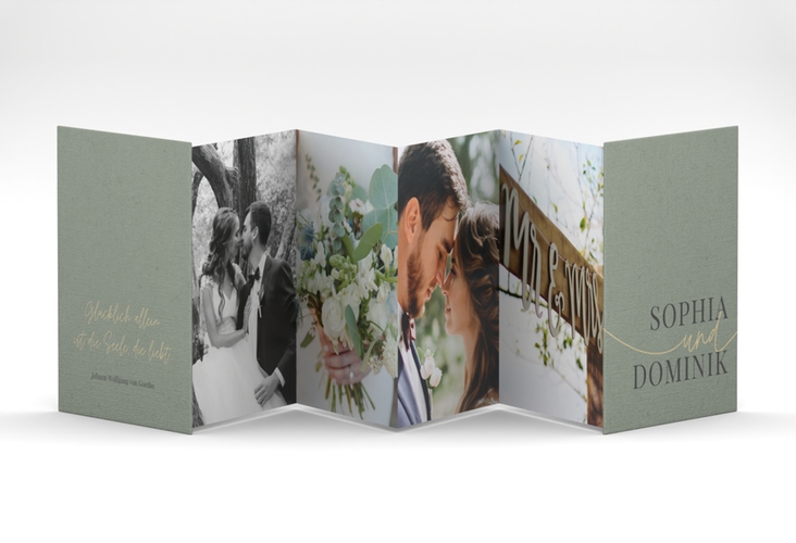 Foto-Leporello Hochzeit Easy Leporello gruen im modernen minimalistischen Design