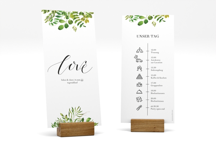 Tagesablauf Hochzeit Botany lange Karte hoch