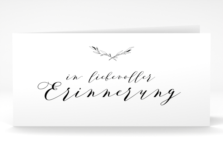 Trauerkarte Horizont lange Klappkarte quer weiss in Aquarell-Optik