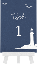 Tischnummer Hochzeit Leuchtturm Tischaufsteller rot