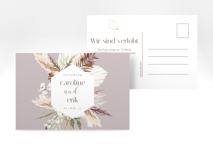 Verlobungskarte Hochzeit Bohemian A6 Postkarte flieder