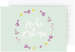 Osterkarte Fiorellino A6 Postkarte gruen Pastell mit Blumenkranz