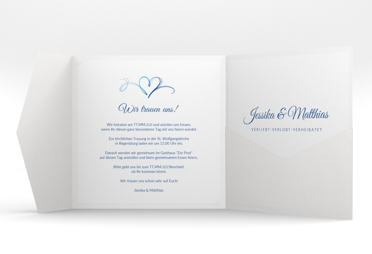 Hochzeitseinladung Envie Pocketfold blau hochglanz