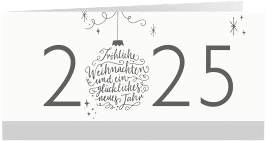 Klick: Details zu Geschäftliche Weihnachtskarte "Typoart" anzeigen Geschäftliche Weihnachtskarte Typoart lange Klappkarte quer grau