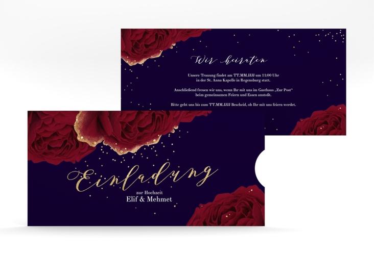 Hochzeitseinladung Cherie Einsteckkarte schwarz hochglanz