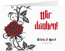 Danksagungskarte Hochzeit Red Rose A6 Klappkarte quer weiss