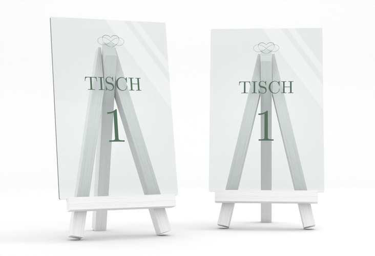 Tischnummer Acryl Hochzeit Infinity Tischaufsteller Acryl gruen hochglanz