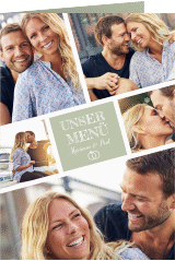 Klick: Details zu Menükarte Hochzeit "Rise" anzeigen Menükarte Hochzeit Rise A5 Klappkarte hoch gruen