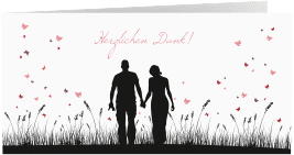 Klick: Details zu Danksagungskarte Hochzeit "Rouen" anzeigen Danksagungskarte Hochzeit Rouen lange Klappkarte quer schwarz