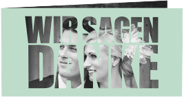 Dankeskarte Hochzeit Letters lange Klappkarte quer mint