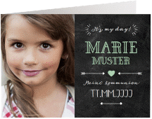 Kommunionseinladung Script A6 Klappkarte quer mint