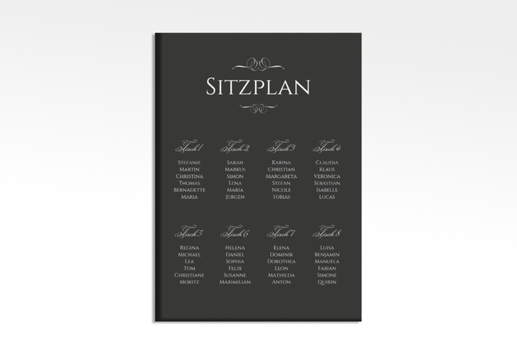 Sitzplan Leinwand Hochzeit Elegancy 50 x 70 cm Leinwand