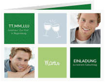 Einladung 30. Geburtstag Celebration A6 Klappkarte quer gruen