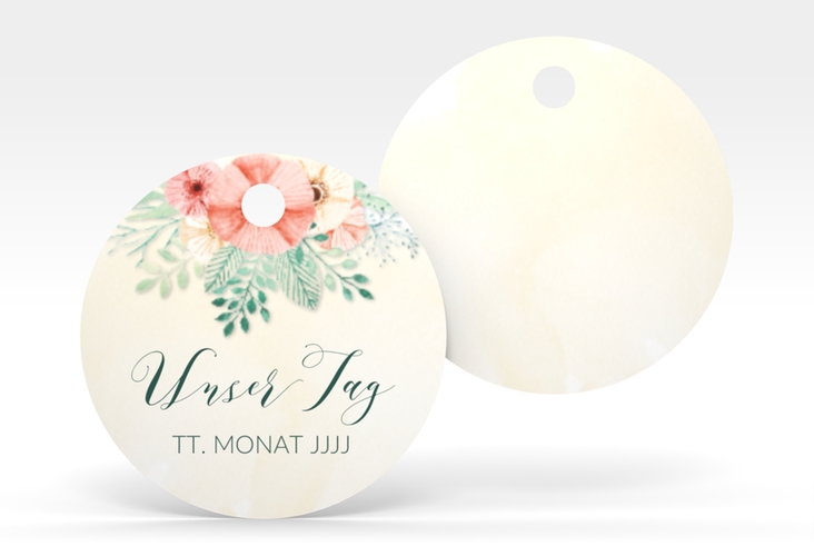 Geschenkanhänger Hochzeit Surfinia Geschenkanhänger, rund apricot