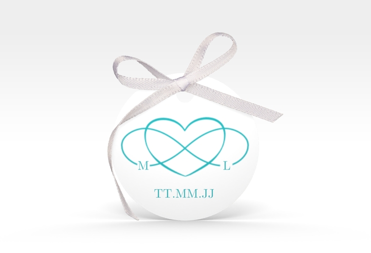 Geschenkanhänger Hochzeit Infinity Geschenkanhänger, rund tuerkis