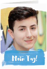 Klick: Details zu Einladung Jugendweihe "Youth" anzeigen Einladung Jugendweihe Youth A6 Klappkarte hoch blau