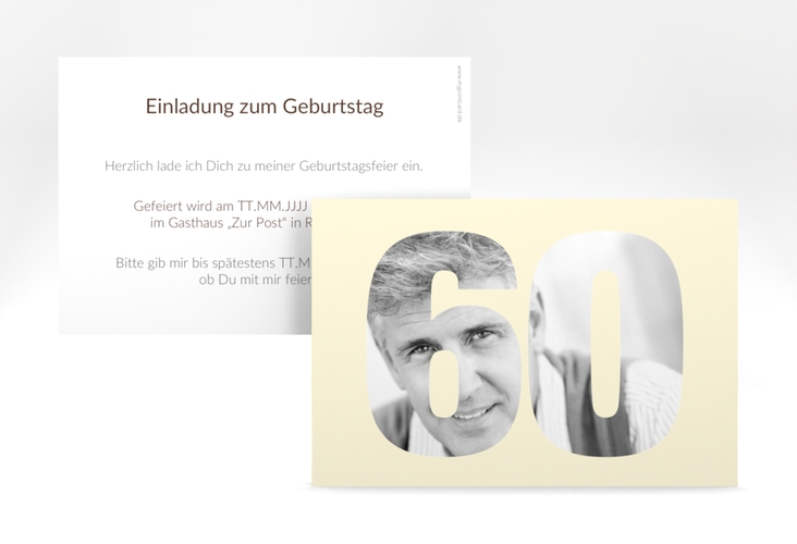 Einladung 60. Geburtstag Numbers A6 Karte quer beige