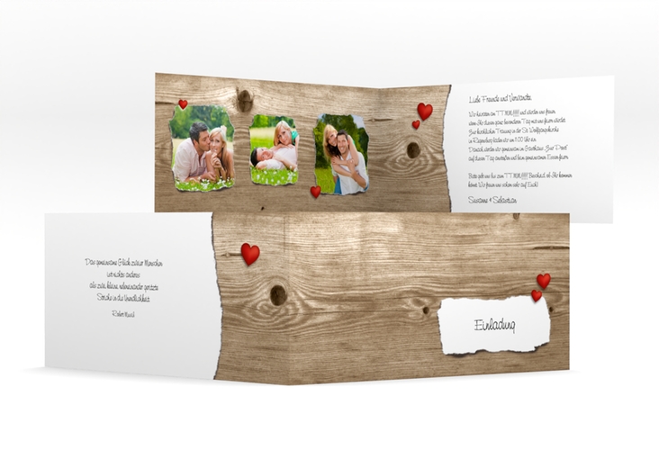 Hochzeitseinladung Reichenhall lange Klappkarte quer hochglanz