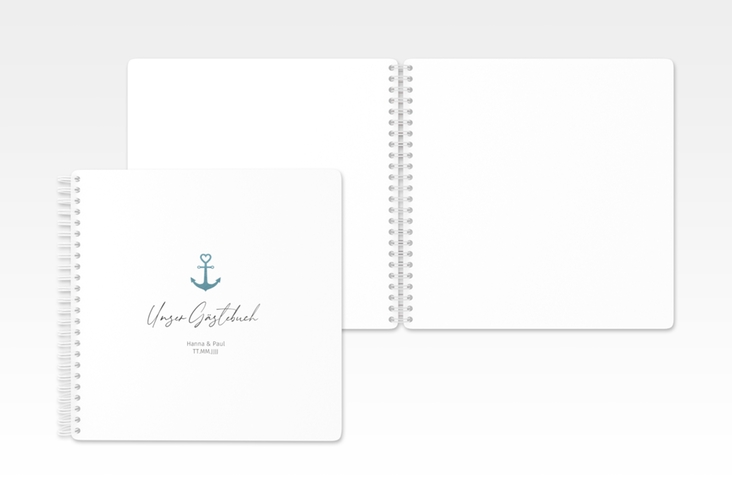 Gästebuch Hochzeit Ankerliebe Ringbindung im minimalistischen maritimen Design mit Anker