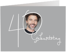 Einladung 40. Geburtstag Swing A6 Klappkarte quer grau