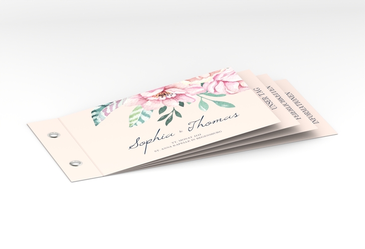 Hochzeitseinladung Blooming Booklet rosa hochglanz
