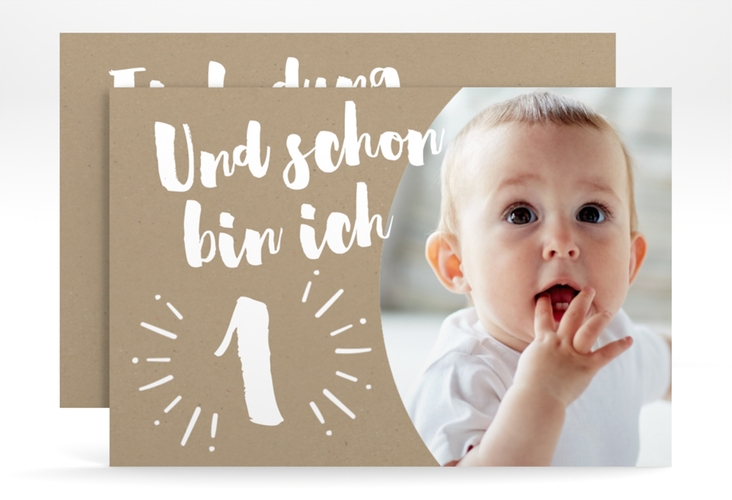 Einladungskarte Kindergeburtstag "Yippie" DIN A6 quer zum ersten Geburtstag mit Babyfoto