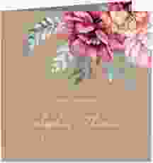 Hochzeitseinladung Blooming quadr. Klappkarte Kraftpapier