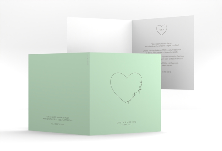 Hochzeitseinladung Lebenstraum quadr. Klappkarte mint hochglanz
