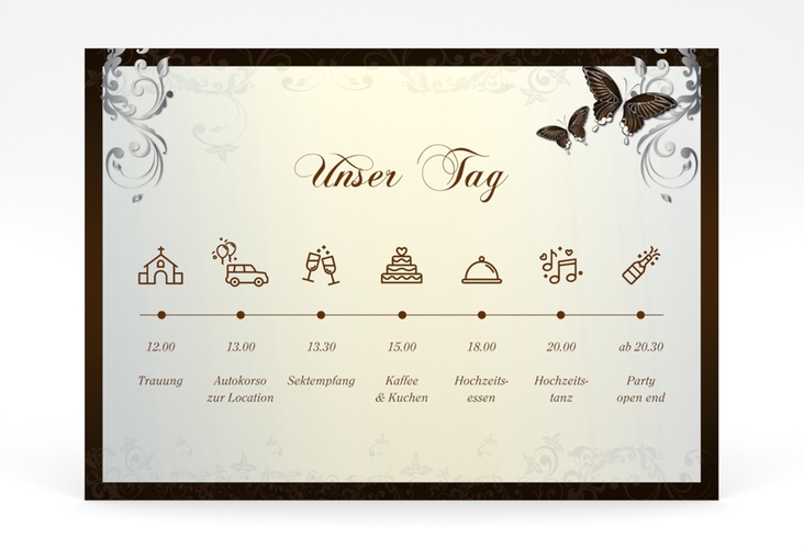 Tagesablauf Poster Hochzeit Toulouse 70 x 50 cm Poster braun