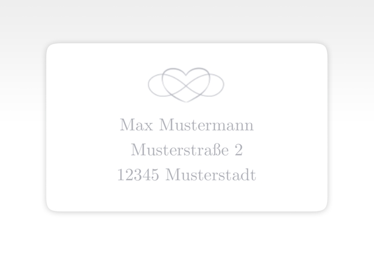 Empfängeretikett Hochzeit Infinity 63,5 x 38,1 mm grau