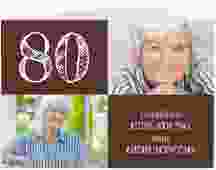 Einladung 80. Geburtstag Lebensfreude A6 Klappkarte quer braun
