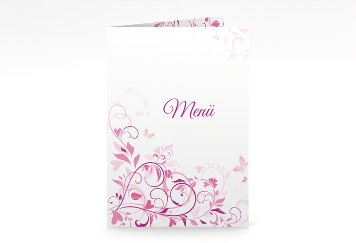 Menükarte Hochzeit Lilly A5 Klappkarte hoch hochglanz