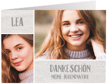 Danksagung Jugendweihe Texture A6 Klappkarte quer weiss