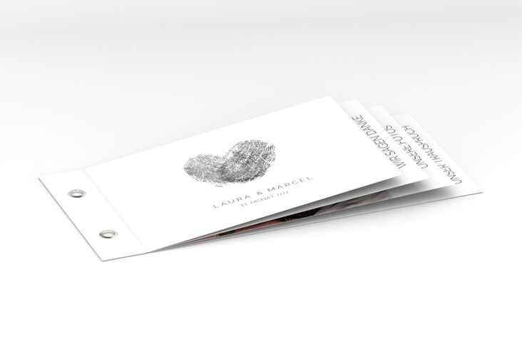 Danksagungskarte Hochzeit Fingerprint Booklet schwarz hochglanz schlicht mit Fingerabdruck-Motiv