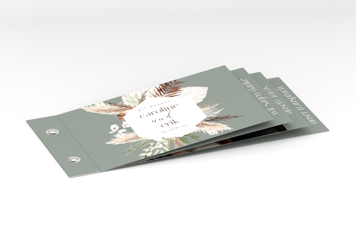 Danksagungskarte Hochzeit Bohemian Booklet gruen hochglanz