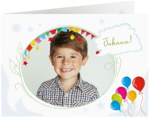 Einladungskarte Kindergeburtstag Sunkiss A6 Klappkarte quer mit Luftballons