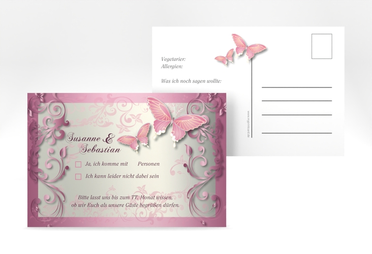 Antwortkarte Hochzeit Toulouse A6 Postkarte rosa