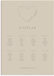 Klick: Details zu Sitzplan Leinwand Hochzeit "Lebenstraum" anzeigen Sitzplan Leinwand Hochzeit Lebenstraum 50 x 70 cm Leinwand beige