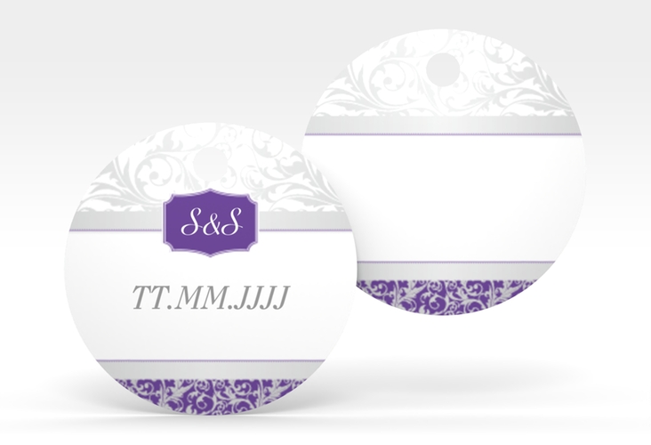 Geschenkanhänger Hochzeit Latina Geschenkanhänger, rund lila