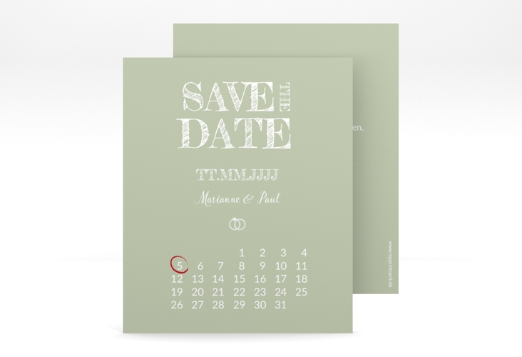 Save the Date-Kalenderblatt Rise Kalenderblatt-Karte gruen