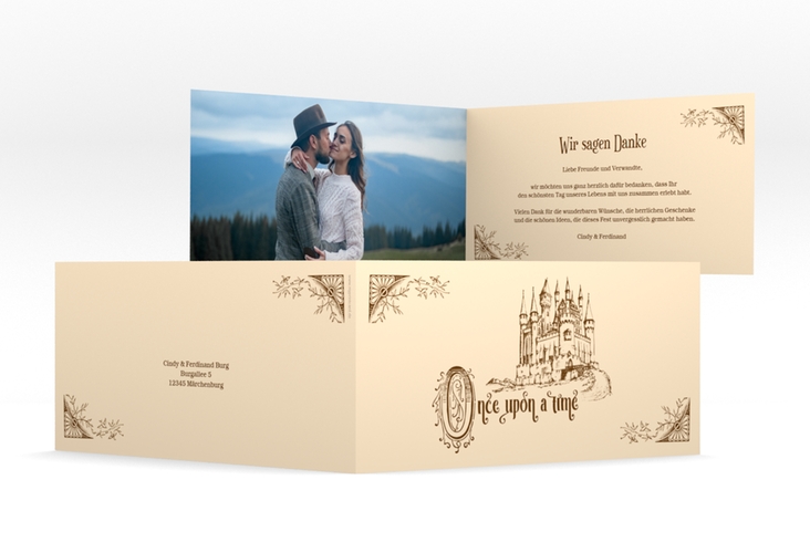 Dankeskarte Hochzeit "Storybook" DIN lang Klappkarte