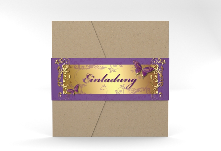 Hochzeitseinladung Toulouse Pocketfold lila hochglanz