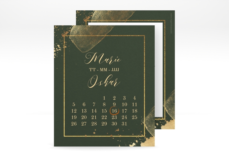 Save the Date-Kalenderblatt Emerald Kalenderblatt-Karte gruen hochglanz