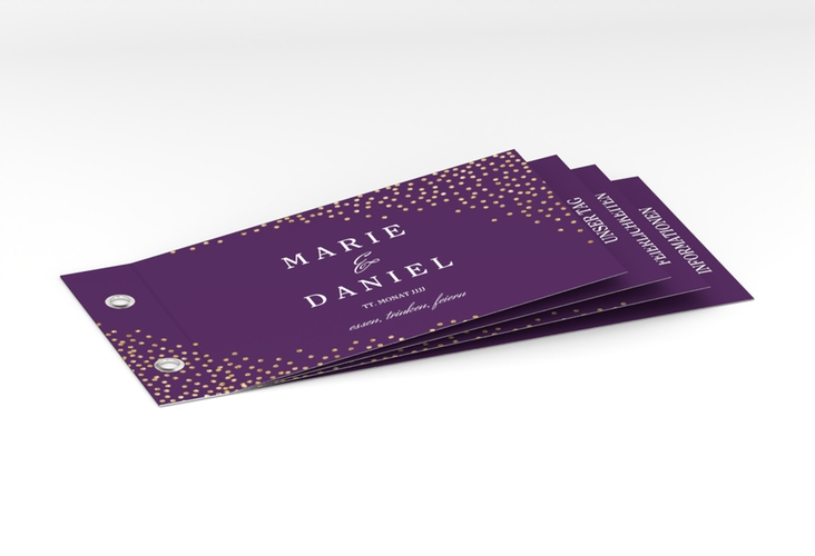 Hochzeitseinladung Glitter Booklet lila