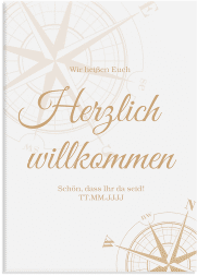 Willkommensschild Leinwand Windrose 50 x 70 cm Leinwand beige