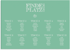 Klick: Details zu Sitzplan Leinwand Hochzeit "Rise" anzeigen Sitzplan Leinwand Hochzeit Rise 70 x 50 cm Leinwand mint