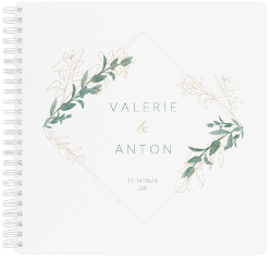 Klick: Details zu Gästebuch Hochzeit "Verde" anzeigen Gästebuch Hochzeit "Verde" Ringbindung weiss